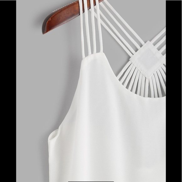 WHITE STRAPPY LAYERED TANK - Picture 3 of 4